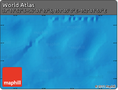 Physical Map of the Area around 36° 56' 32" S, 152° 13' 29" E