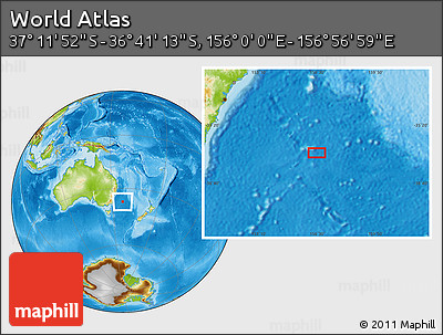 Physical Location Map of the Area around 36° 56' 32" S, 156° 28' 29" E