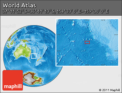 Physical Location Map of the Area around 36° 56' 32" S, 159° 1' 30" E