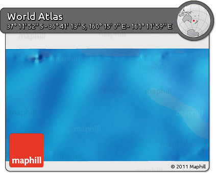 Physical 3D Map of the Area around 36° 56' 32" S, 160° 43' 29" E