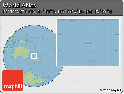 Savanna Style Location Map of the Area around 36° 56' 32" S, 164° 7' 30" E