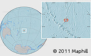 Gray Location Map of the area around 36° 56' 32" S, 166° 31' 30" W, hill shading