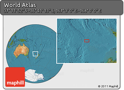Satellite Location Map of the Area around 36° 56' 32" S, 167° 31' 30" E