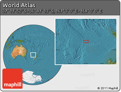 Satellite Location Map of the Area around 36° 56' 32" S, 167° 31' 30" E
