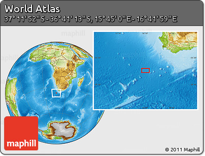 Physical Location Map of the Area around 36° 56' 32" S, 16° 13' 30" E