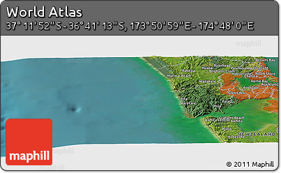 Satellite Panoramic Map of the Area around 36° 56' 32" S, 174° 19' 29" E