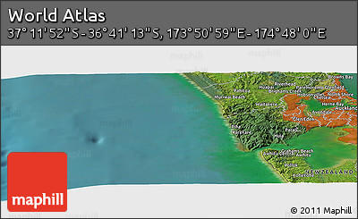 Satellite Panoramic Map of the Area around 36° 56' 32" S, 174° 19' 29" E