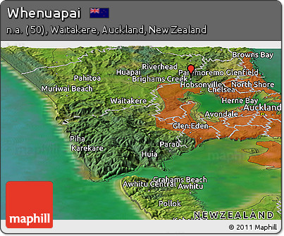 Satellite Panoramic Map of Whenuapai