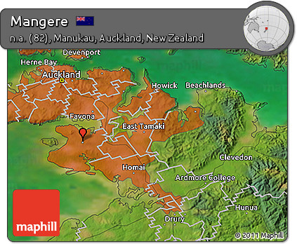 Satellite 3D Map of Mangere