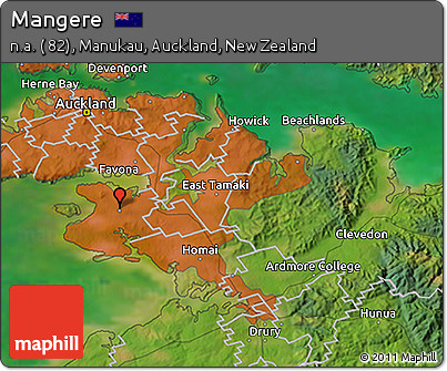 Satellite 3D Map of Mangere