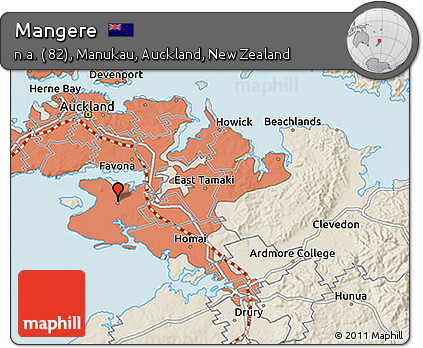 Shaded Relief 3D Map of Mangere