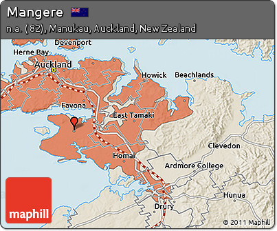 Shaded Relief 3D Map of Mangere