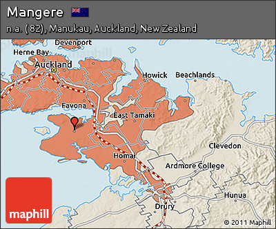 Shaded Relief 3D Map of Mangere