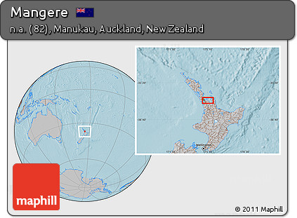 Gray Location Map of Mangere, hill shading