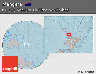 Gray Location Map of Mangere, hill shading