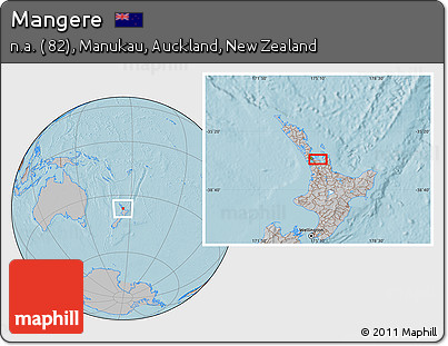 Gray Location Map of Mangere, hill shading