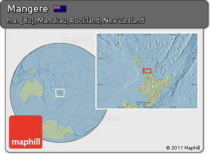 Savanna Style Location Map of Mangere, hill shading