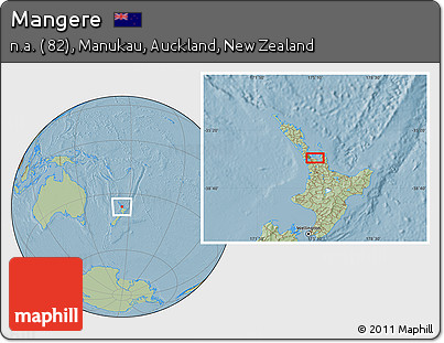 Savanna Style Location Map of Mangere, hill shading