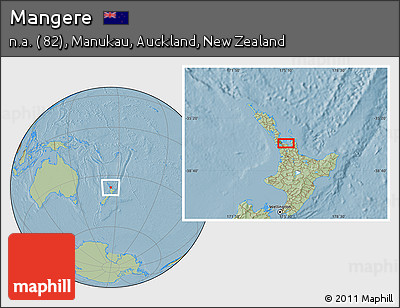 Savanna Style Location Map of Mangere, hill shading