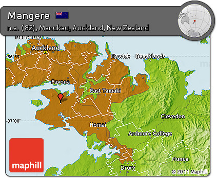 Physical Map of Mangere