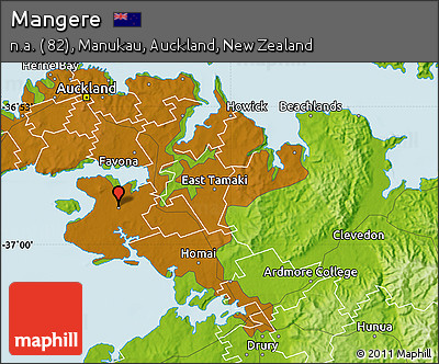 Physical Map of Mangere