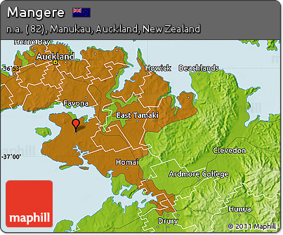 Physical Map of Mangere