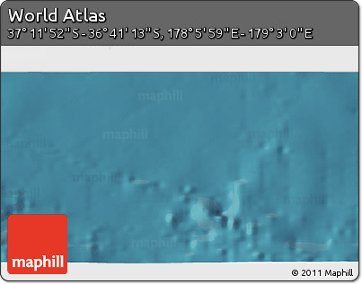 Satellite 3D Map of the Area around 36° 56' 32" S, 178° 34' 29" E
