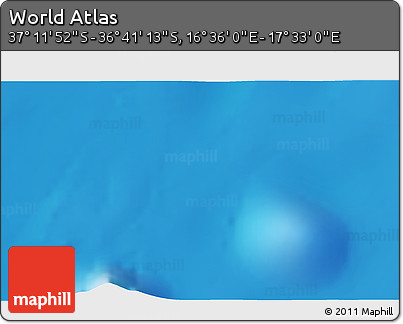 Physical 3D Map of the Area around 36° 56' 32" S, 17° 4' 30" E