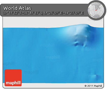 Physical 3D Map of the Area around 36° 56' 32" S, 17° 55' 29" E