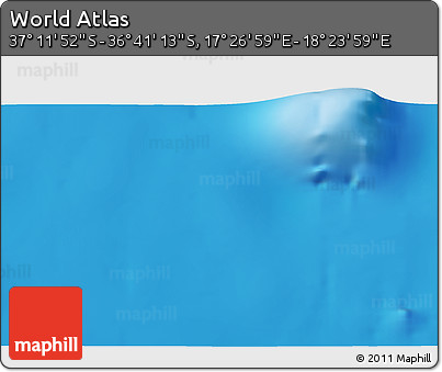 Physical 3D Map of the Area around 36° 56' 32" S, 17° 55' 29" E