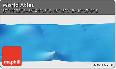 Physical Panoramic Map of the Area around 36° 56' 32" S, 18° 46' 29" E