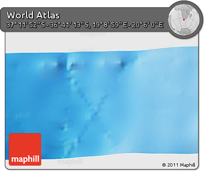 Physical 3D Map of the Area around 36° 56' 32" S, 19° 37' 30" E