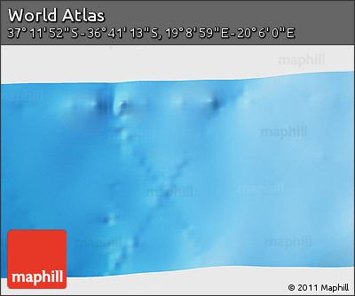 Physical 3D Map of the Area around 36° 56' 32" S, 19° 37' 30" E