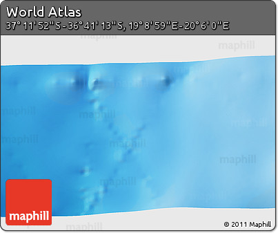 Physical 3D Map of the Area around 36° 56' 32" S, 19° 37' 30" E