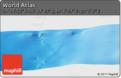 Physical Panoramic Map of the Area around 36° 56' 32" S, 19° 37' 30" E