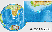 Physical Location Map of the area around 36° 56' 32" S, 21° 19' 30" E