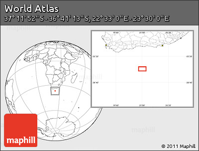 Blank Location Map of the Area around 36° 56' 32" S, 23° 1' 29" E