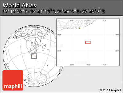 Blank Location Map of the Area around 36° 56' 32" S, 27° 16' 29" E