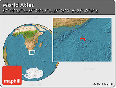 Satellite Location Map of the Area around 36° 56' 32" S, 27° 16' 29" E