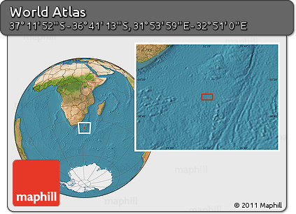 Satellite Location Map of the Area around 36° 56' 32" S, 32° 22' 30" E