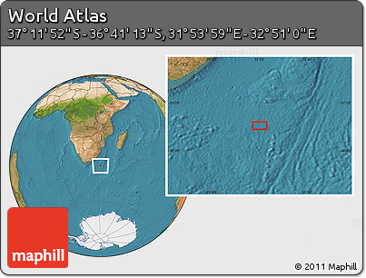 Satellite Location Map of the Area around 36° 56' 32" S, 32° 22' 30" E