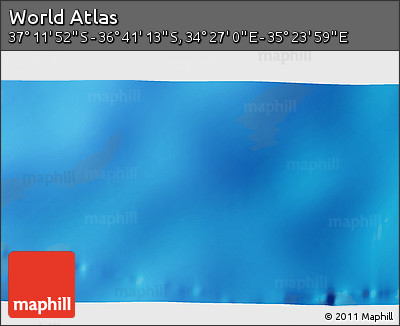 Physical 3D Map of the Area around 36° 56' 32" S, 34° 55' 29" E