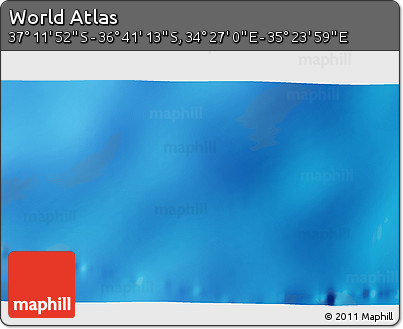 Physical 3D Map of the Area around 36° 56' 32" S, 34° 55' 29" E