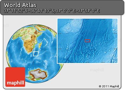 Physical Location Map of the Area around 36° 56' 32" S, 37° 28' 30" E