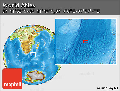 Physical Location Map of the Area around 36° 56' 32" S, 37° 28' 30" E