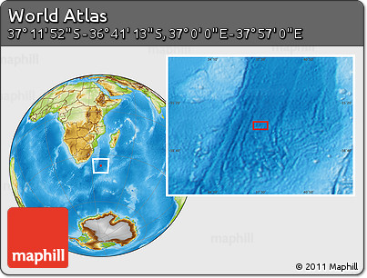 Physical Location Map of the Area around 36° 56' 32" S, 37° 28' 30" E