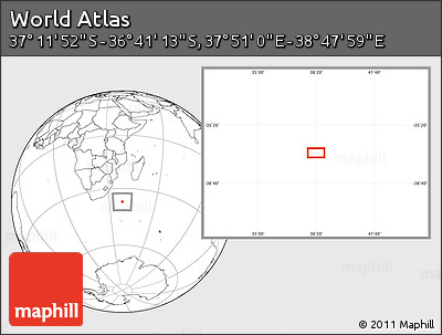 Blank Location Map of the Area around 36° 56' 32" S, 38° 19' 30" E