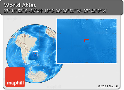 Shaded Relief Location Map of the Area around 36° 56' 32" S, 38° 10' 29" W