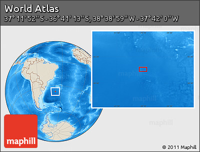 Shaded Relief Location Map of the Area around 36° 56' 32" S, 38° 10' 29" W