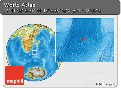 Physical Location Map of the Area around 36° 56' 32" S, 39° 10' 29" E